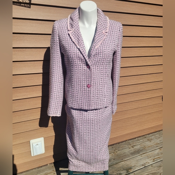 J.P.C. Women's Pink Tweed Jacket & Skirt Set Size 10 Preloved - Picture 1 of 10